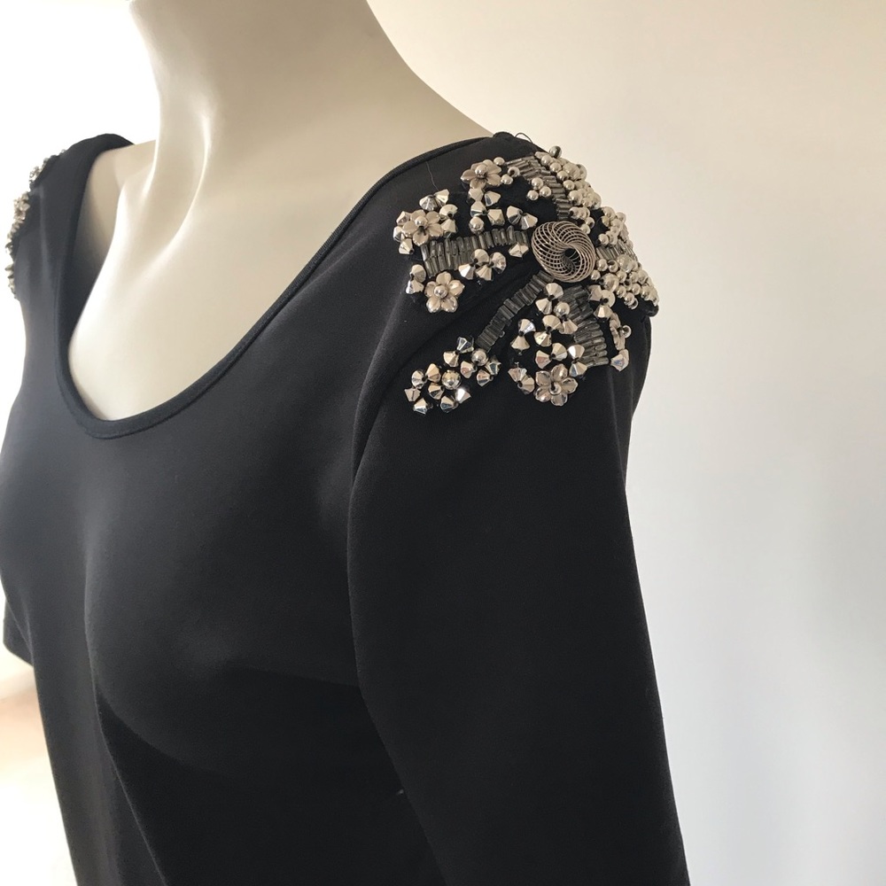 Beaded shoulder scoop neck dress